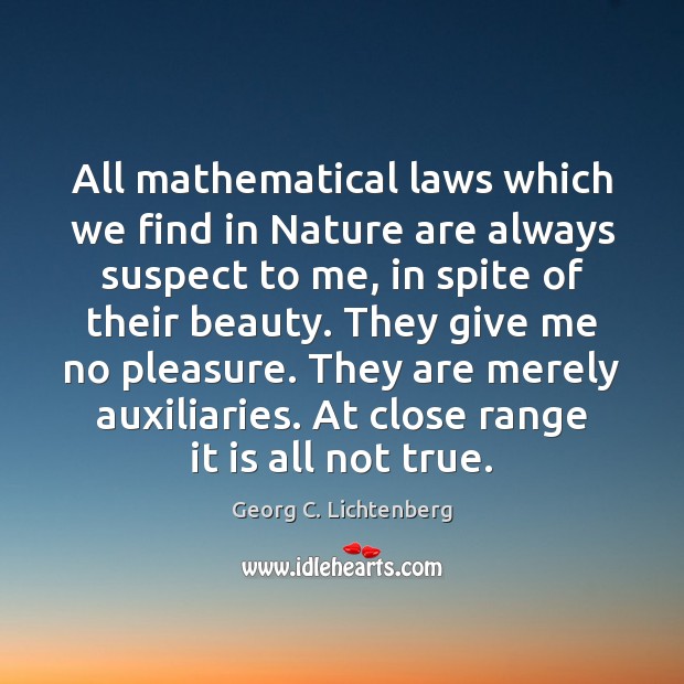 All mathematical laws which we find in Nature are always suspect to Georg C. Lichtenberg Picture Quote