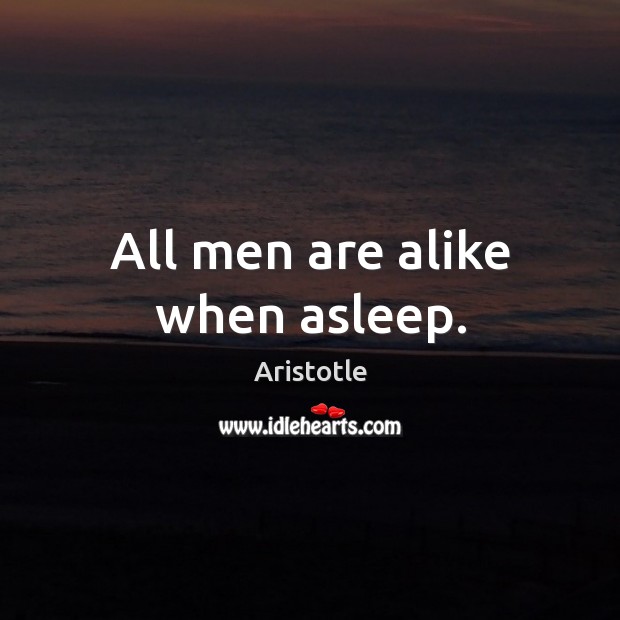 All men are alike when asleep. Image