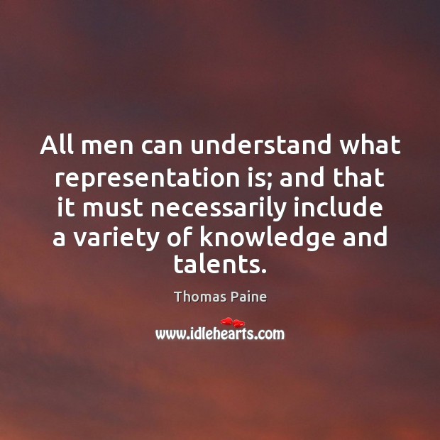 All men can understand what representation is; and that it must necessarily Image