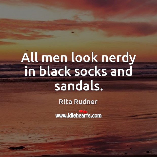 All men look nerdy in black socks and sandals. Image