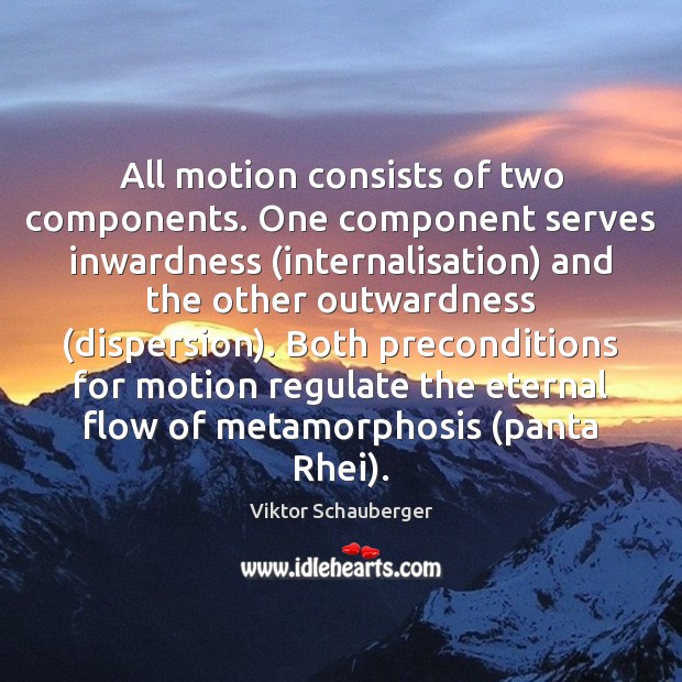 All motion consists of two components. One component serves inwardness (internalisation) and Viktor Schauberger Picture Quote