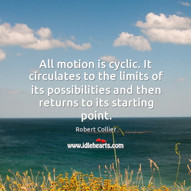 All motion is cyclic. It circulates to the limits of its possibilities and then returns to its starting point. Image