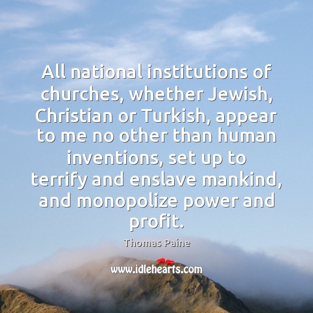 All national institutions of churches, whether Jewish, Christian or Turkish, appear to Image