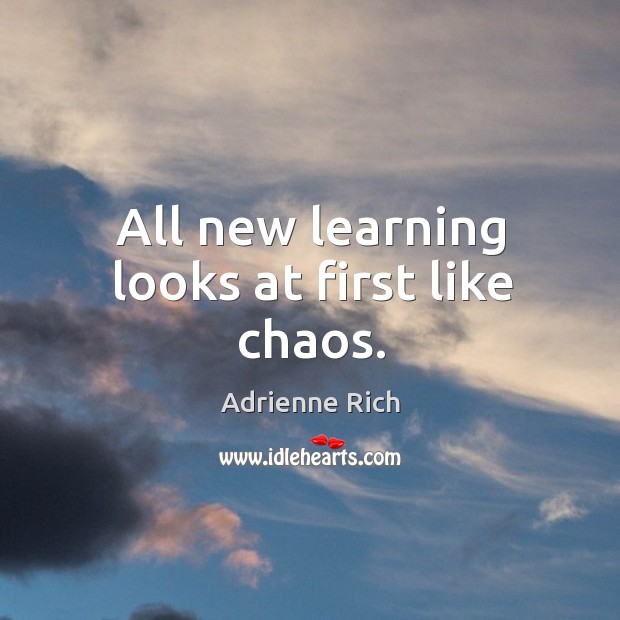 All new learning looks at first like chaos. Adrienne Rich Picture Quote