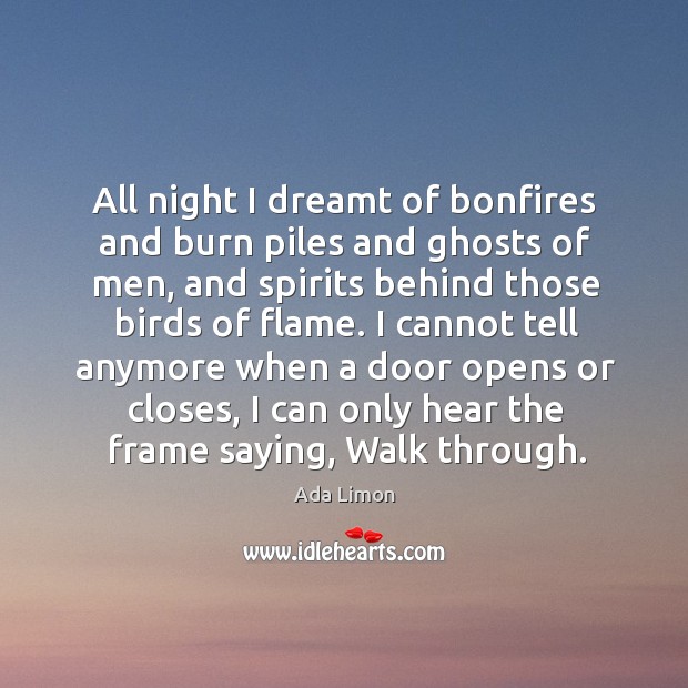 All night I dreamt of bonfires and burn piles and ghosts of Ada Limon Picture Quote