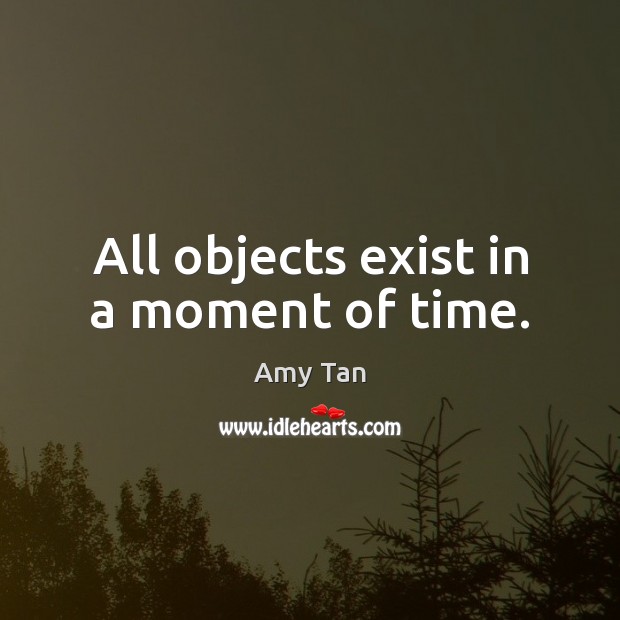 All objects exist in a moment of time. Amy Tan Picture Quote