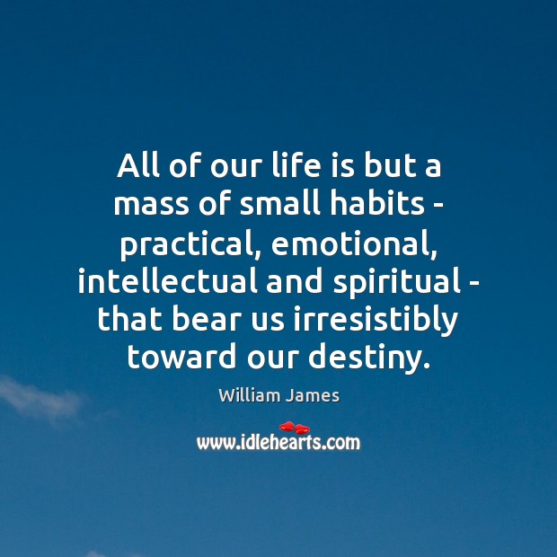 All of our life is but a mass of small habits – William James Picture Quote