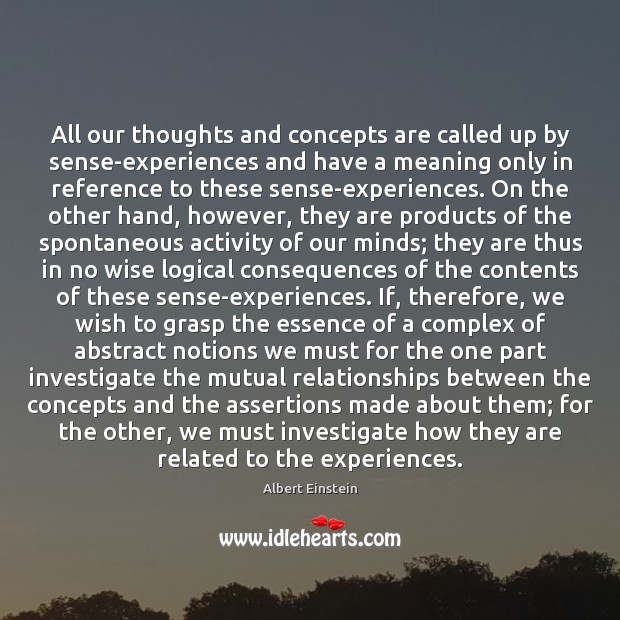 All our thoughts and concepts are called up by sense-experiences and have Image
