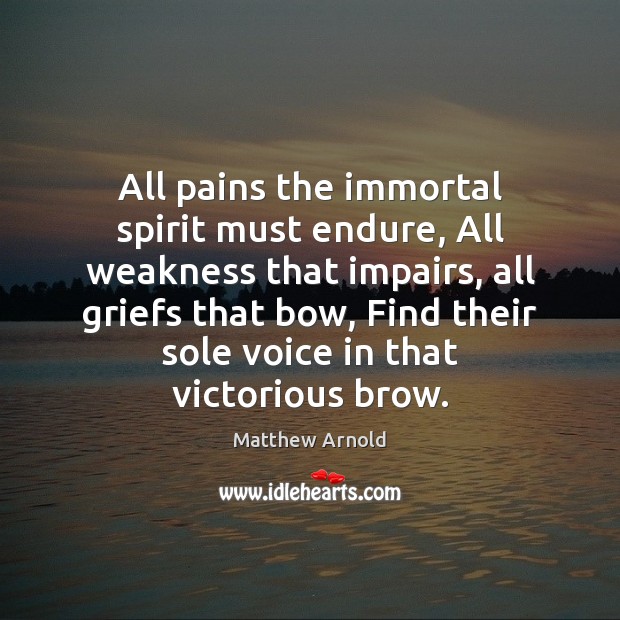 All pains the immortal spirit must endure, All weakness that impairs, all Matthew Arnold Picture Quote