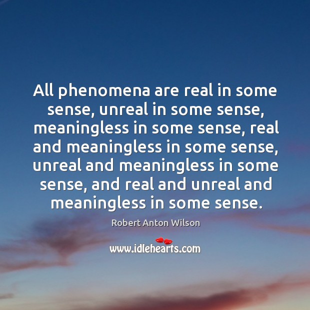 All phenomena are real in some sense, unreal in some sense Robert Anton Wilson Picture Quote