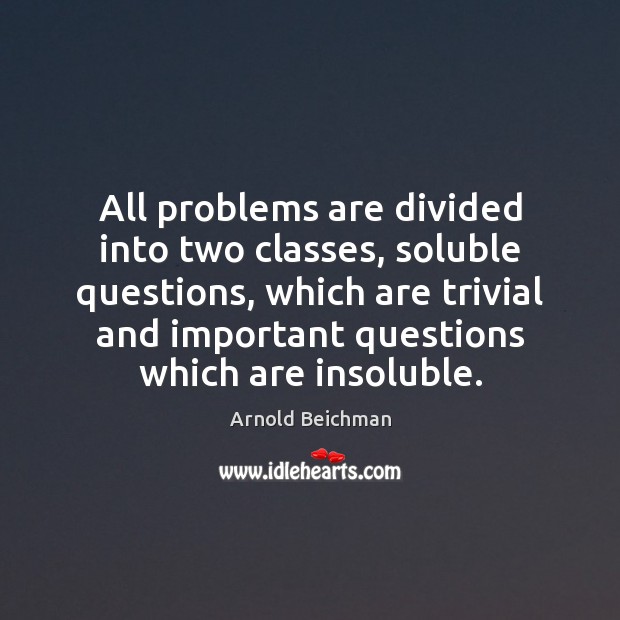 All problems are divided into two classes, soluble questions, which are trivial Image