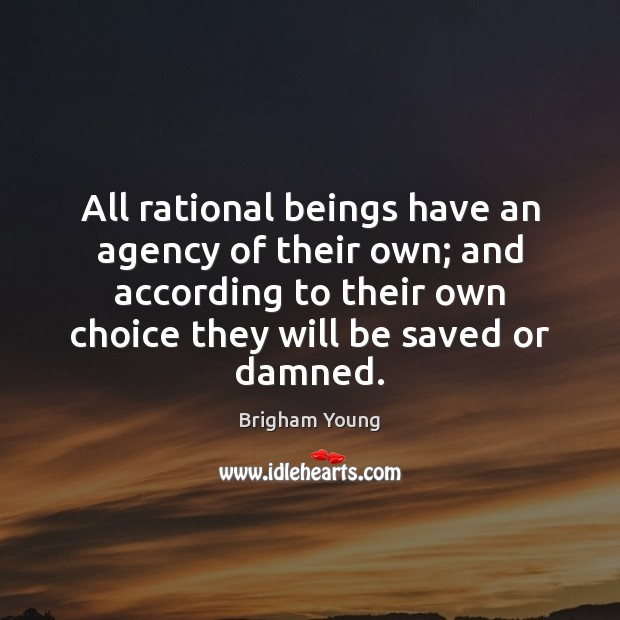 All rational beings have an agency of their own; and according to Brigham Young Picture Quote