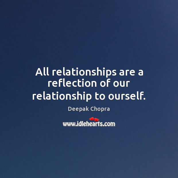 All relationships are a reflection of our relationship to ourself. Deepak Chopra Picture Quote