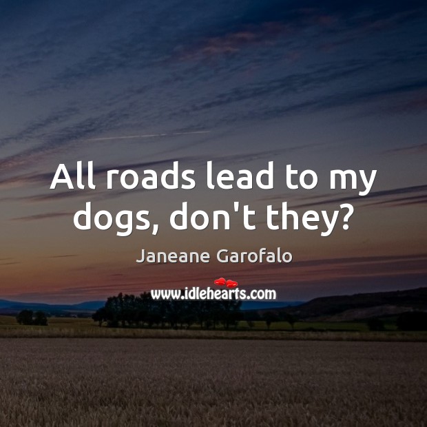 All roads lead to my dogs, don’t they? Janeane Garofalo Picture Quote