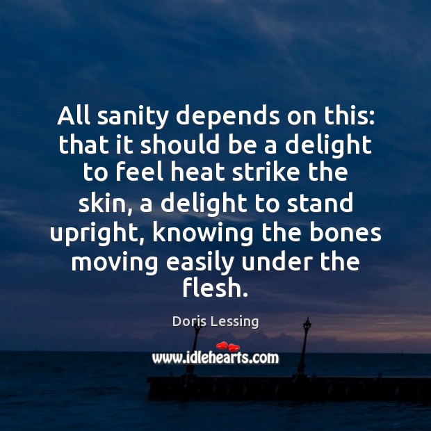 All sanity depends on this: that it should be a delight to Doris Lessing Picture Quote