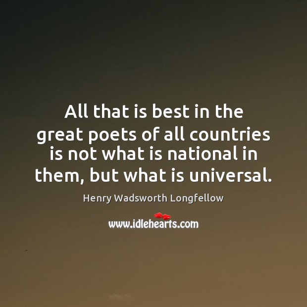 All that is best in the great poets of all countries is Henry Wadsworth Longfellow Picture Quote