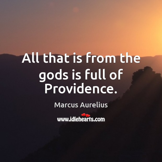 All that is from the Gods is full of Providence. Marcus Aurelius Picture Quote