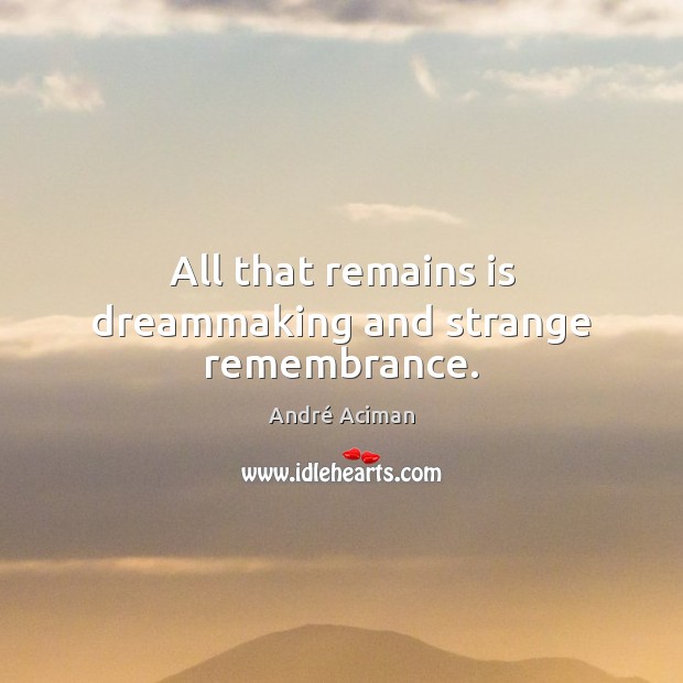 All that remains is dreammaking and strange remembrance. André Aciman Picture Quote