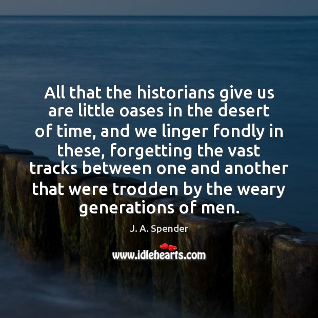 All that the historians give us are little oases in the desert Image