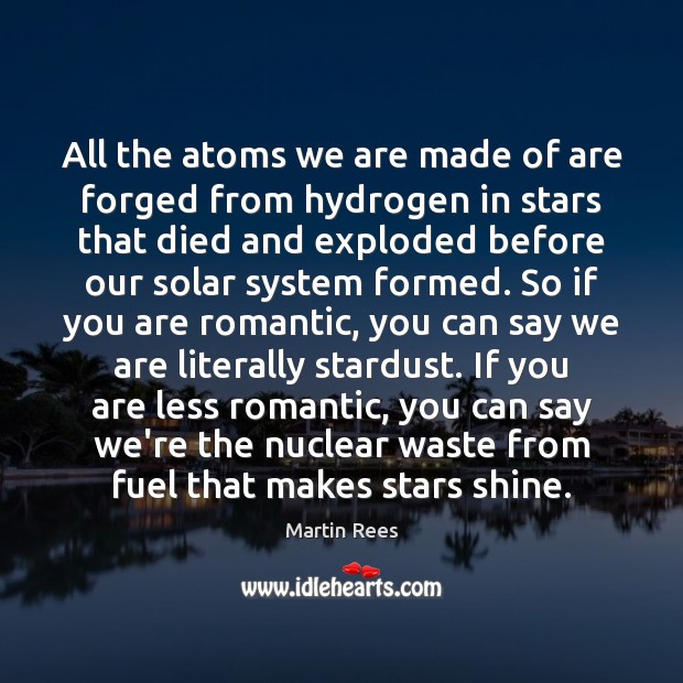 All the atoms we are made of are forged from hydrogen in Image