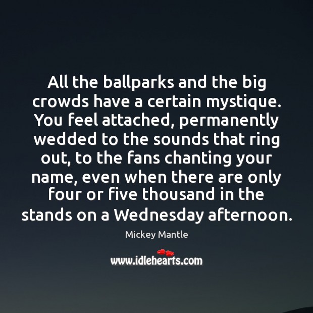 All the ballparks and the big crowds have a certain mystique. You Mickey Mantle Picture Quote
