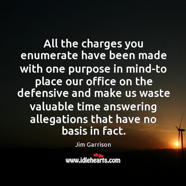 All the charges you enumerate have been made with one purpose in mind-to place our Jim Garrison Picture Quote