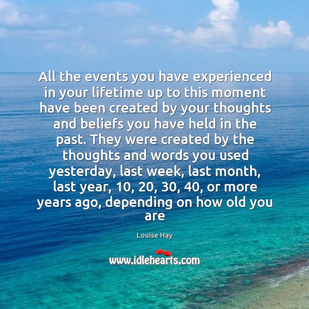 All the events you have experienced in your lifetime up to this Louise Hay Picture Quote