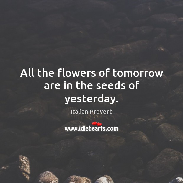 All the flowers of tomorrow are in the seeds of yesterday. Image