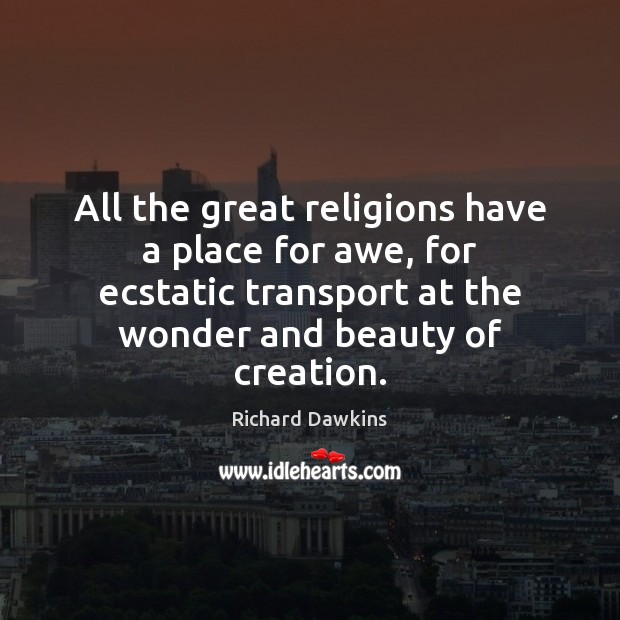 All the great religions have a place for awe, for ecstatic transport Image