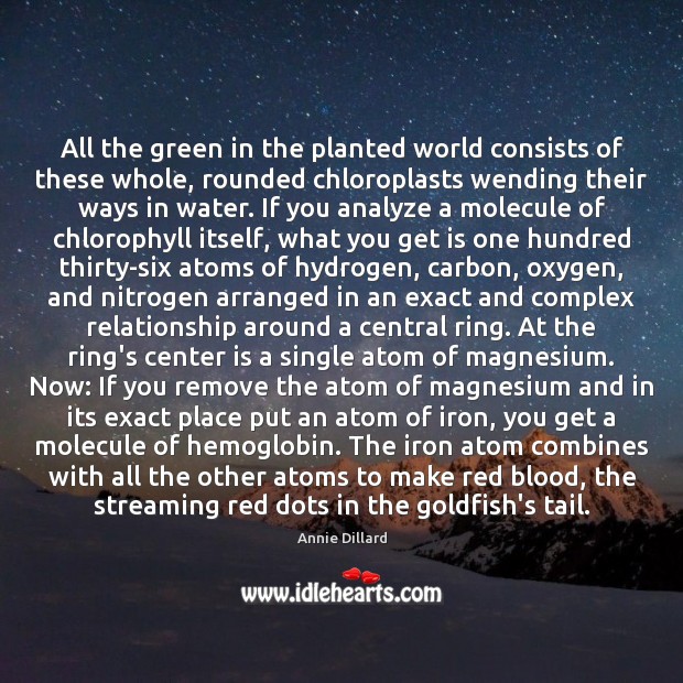 All the green in the planted world consists of these whole, rounded Annie Dillard Picture Quote