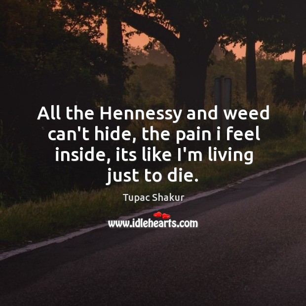 All the Hennessy and weed can’t hide, the pain i feel inside, Tupac Shakur Picture Quote