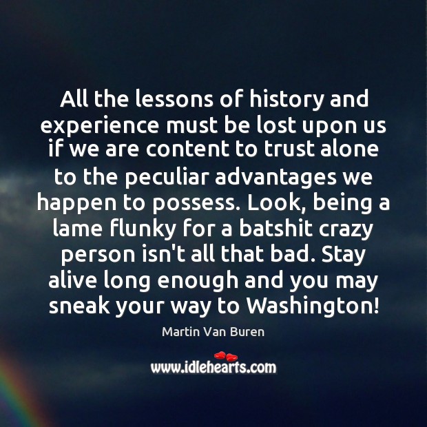 All the lessons of history and experience must be lost upon us Martin Van Buren Picture Quote