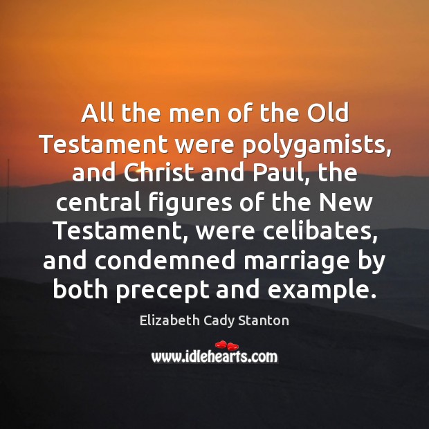 All the men of the Old Testament were polygamists, and Christ and Elizabeth Cady Stanton Picture Quote