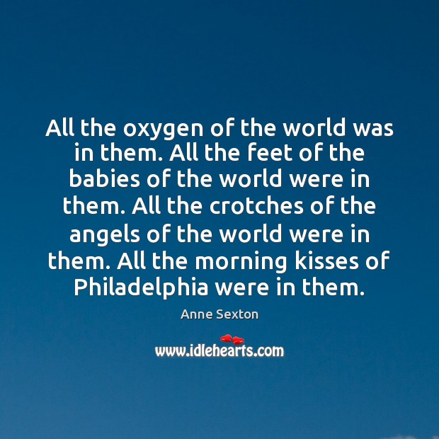 All the oxygen of the world was in them. All the feet Anne Sexton Picture Quote