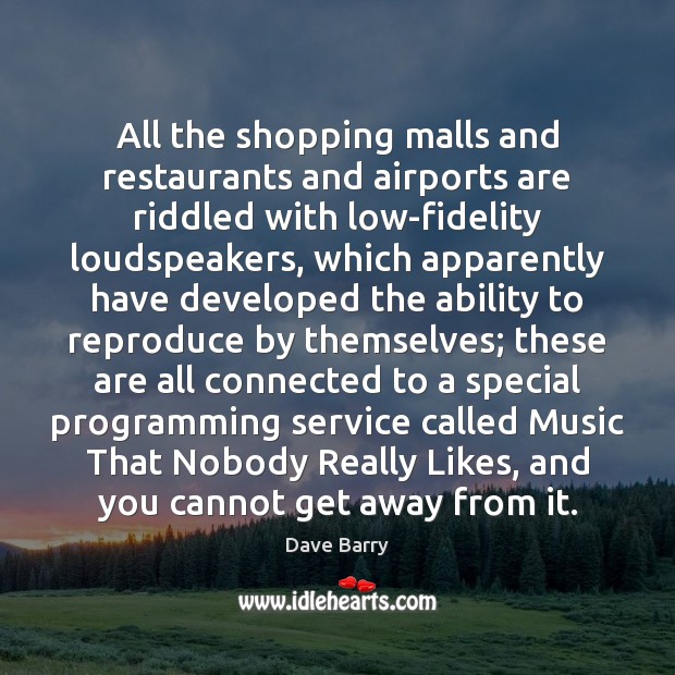 All the shopping malls and restaurants and airports are riddled with low-fidelity Image