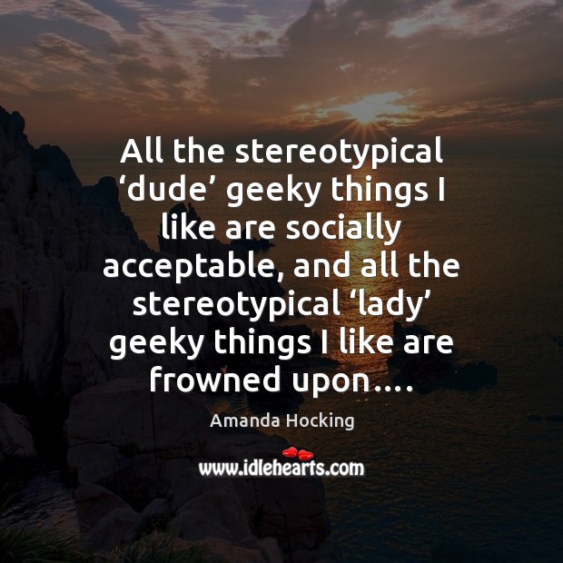 All the stereotypical ‘dude’ geeky things I like are socially acceptable, and Image