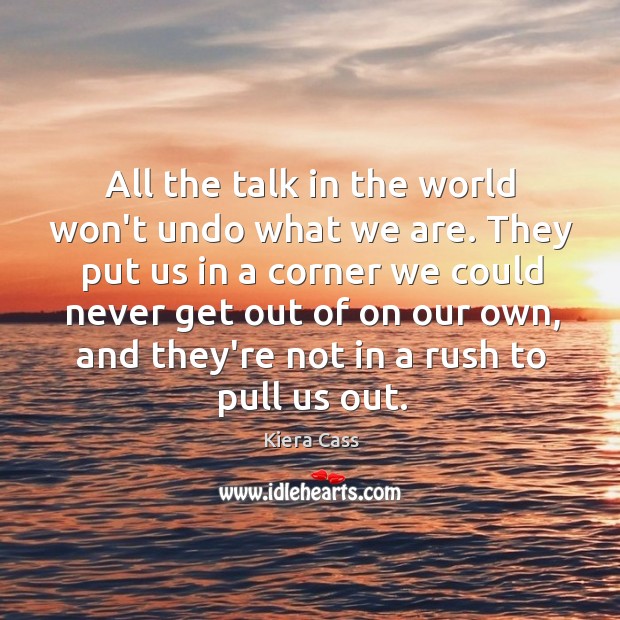 All the talk in the world won’t undo what we are. They Kiera Cass Picture Quote