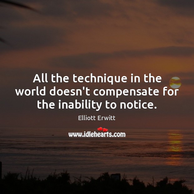 All the technique in the world doesn’t compensate for the inability to notice. Elliott Erwitt Picture Quote
