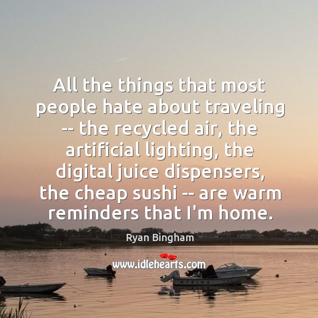 All the things that most people hate about traveling — the recycled Ryan Bingham Picture Quote
