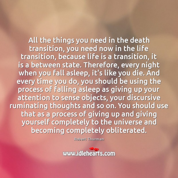 All the things you need in the death transition, you need now Robert Thurman Picture Quote