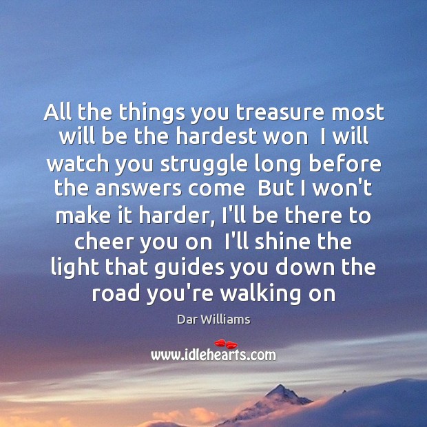 All the things you treasure most will be the hardest won  I Dar Williams Picture Quote