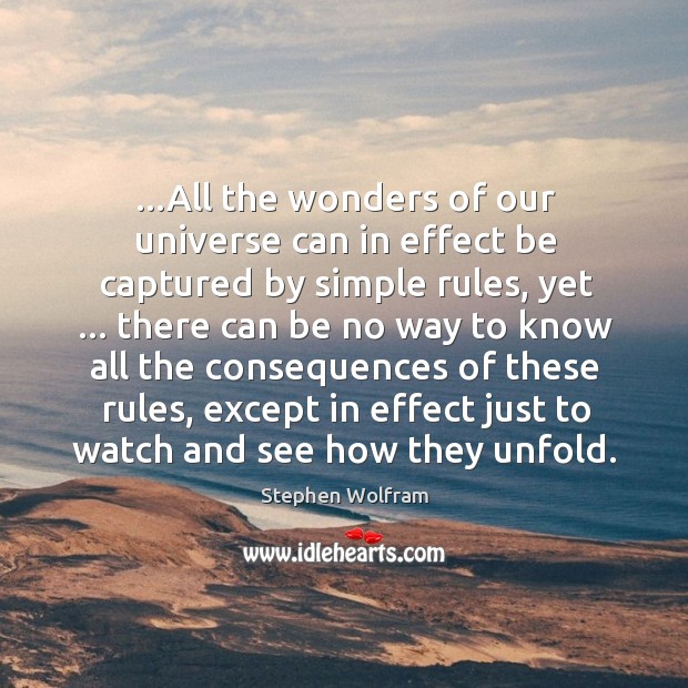 …All the wonders of our universe can in effect be captured by Stephen Wolfram Picture Quote