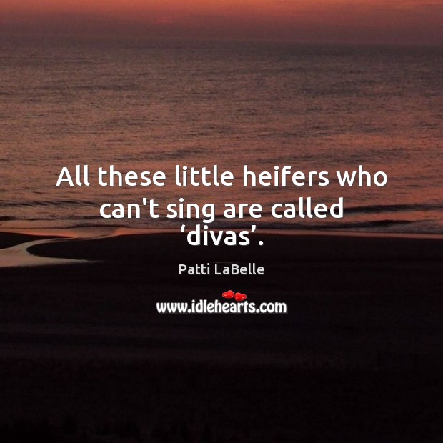 All these little heifers who can’t sing are called ‘divas’. Patti LaBelle Picture Quote