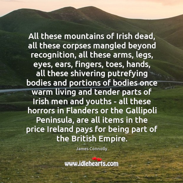 All these mountains of Irish dead, all these corpses mangled beyond recognition, James Connolly Picture Quote