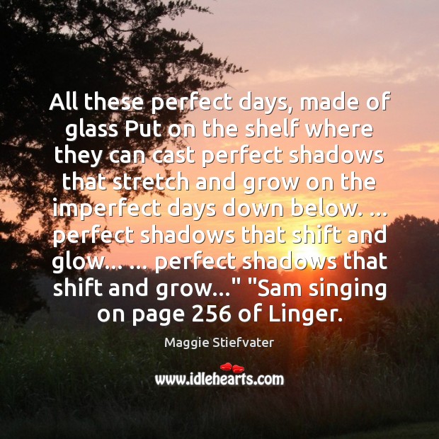 All these perfect days, made of glass Put on the shelf where Maggie Stiefvater Picture Quote