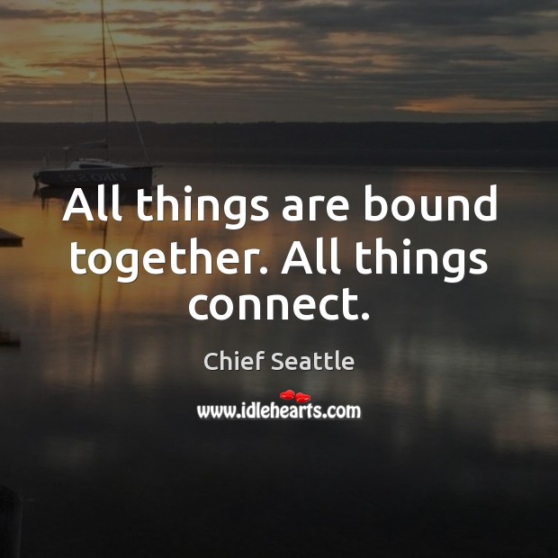 All things are bound together. All things connect. Chief Seattle Picture Quote