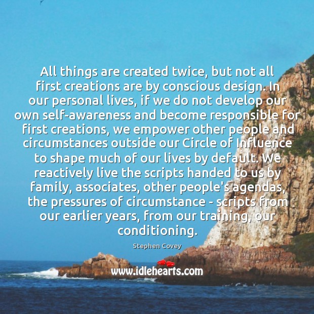 All things are created twice, but not all first creations are by Stephen Covey Picture Quote