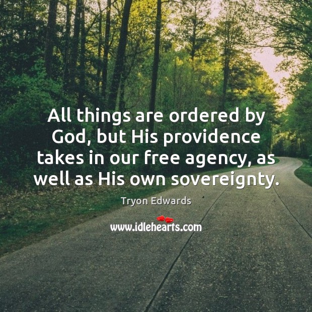 All things are ordered by God, but His providence takes in our Tryon Edwards Picture Quote
