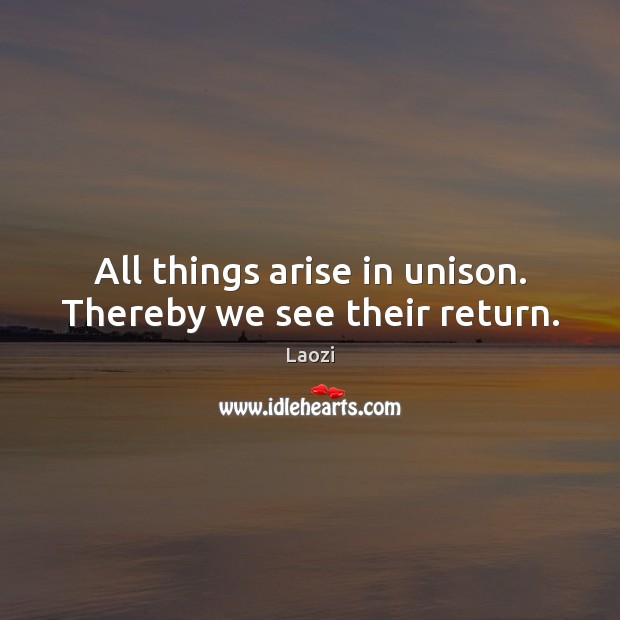 All things arise in unison. Thereby we see their return. Image