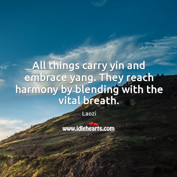 All things carry yin and embrace yang. They reach harmony by blending Image